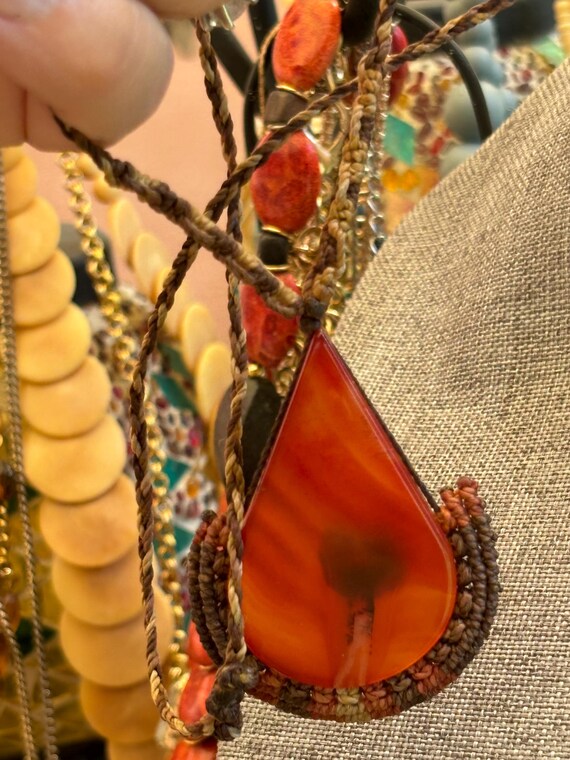 Beautiful agate, polished pendant, handmade frame… - image 3
