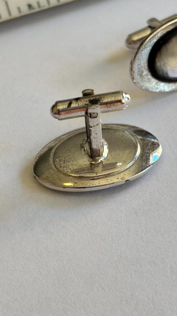 Solid sterling silver cat eye cufflinks - image 3