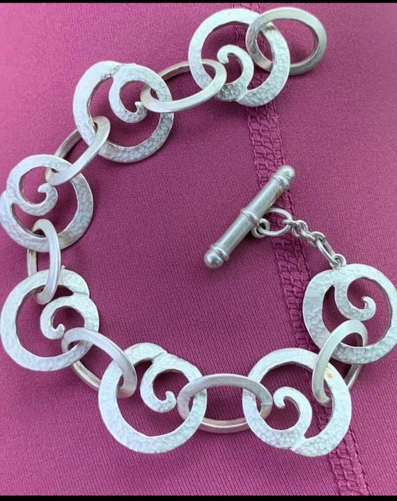 Unique heavy solid sterling silver bracelet Hallm… - image 1