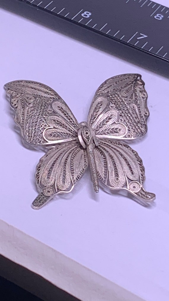 Large vintage, sterling, butterfly brooch - image 1