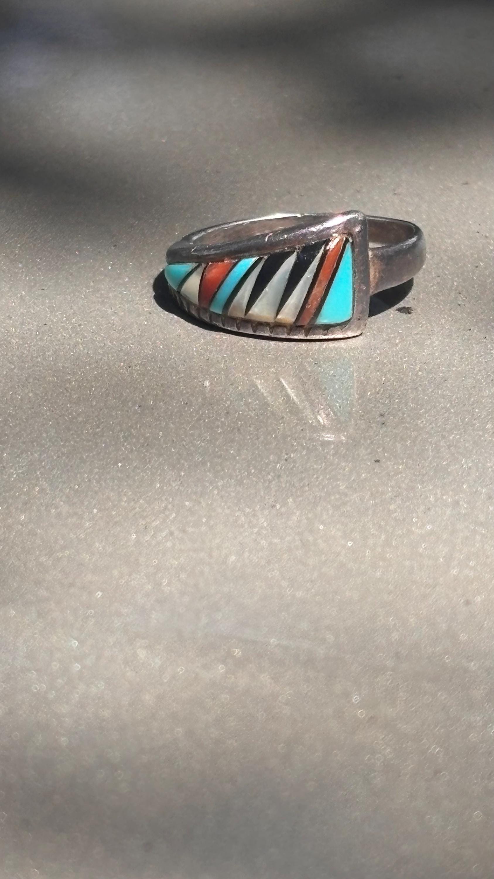 Beautiful Native American Sterling Silver Gemstone in Laid Ring Size 6 ...