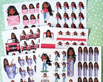 African American everyday planner girl stickers