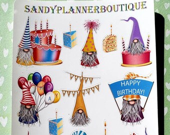 Planner Stickers   Birthday Stickers  Gnome Stickers