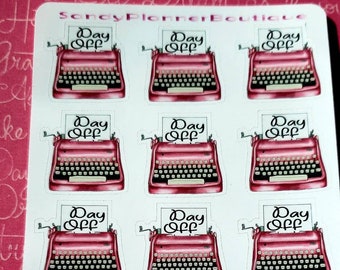 Planner sticker  day off sticker  typewriter sticker