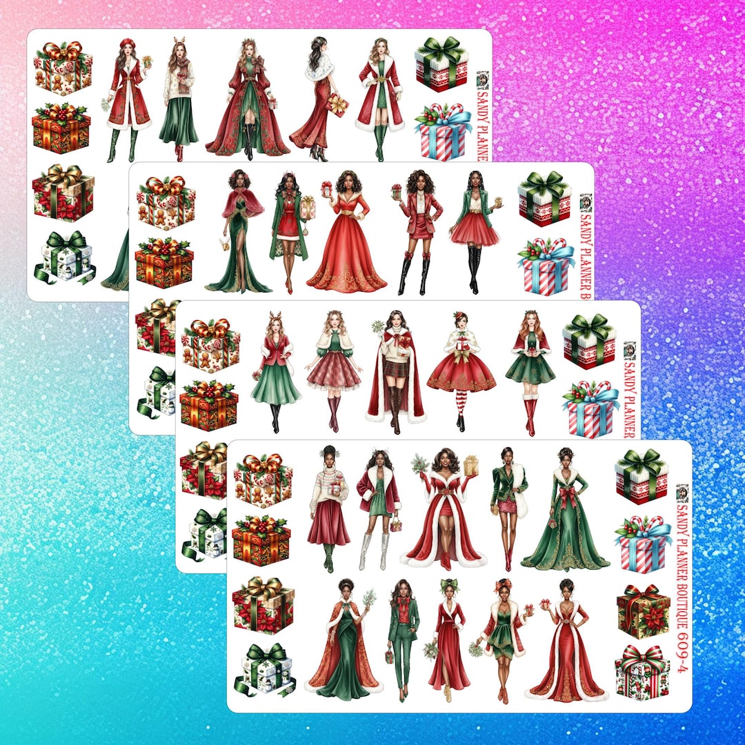 Christmas Girls Planner Stickers Envelope Seals: Waterproof Decorative ...