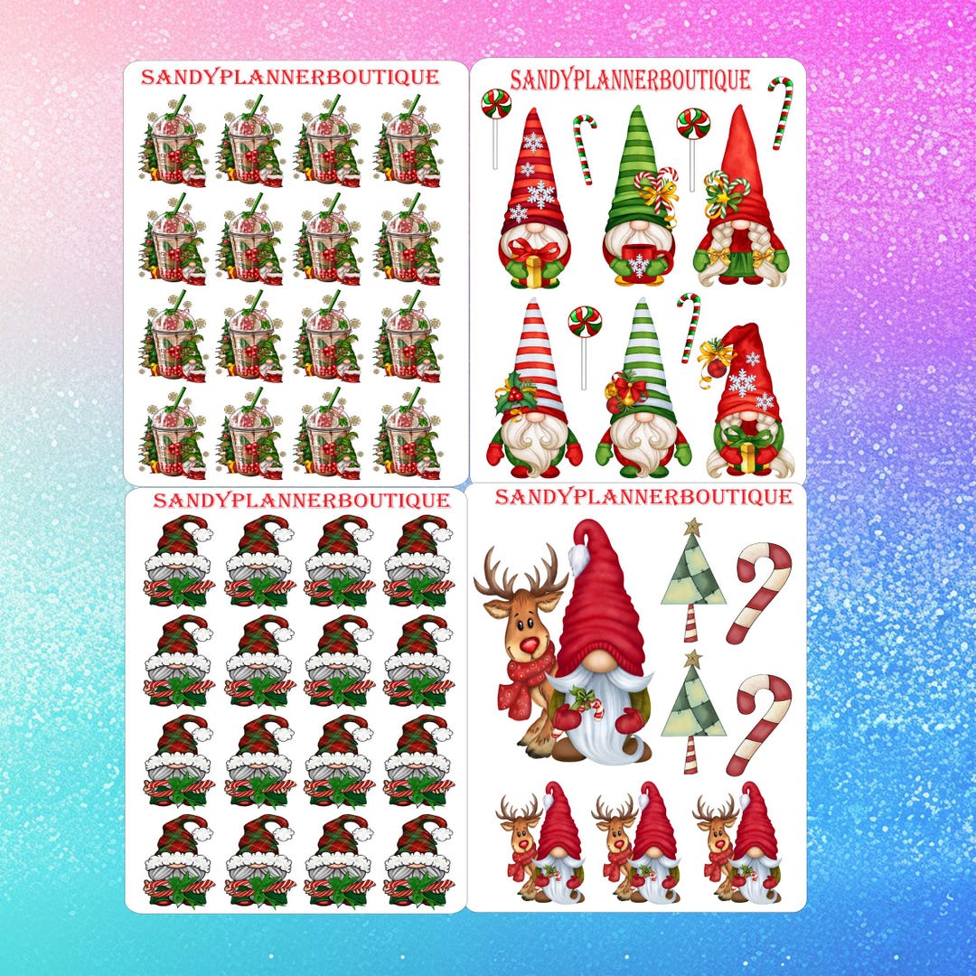 Christmas Gnome Planner Stickers: Waterproof Decorative Stickers - Etsy