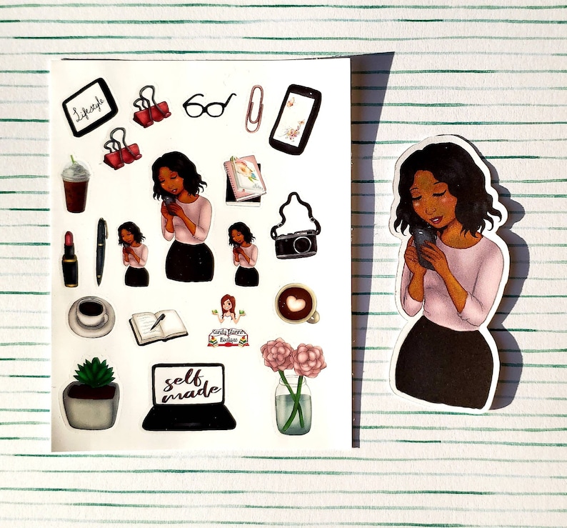 Phone girl planner girl stickers and die cut
