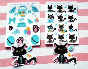 Black Kitten Life  Planner Stickers  Cat Stickers   Planner girl Stickers