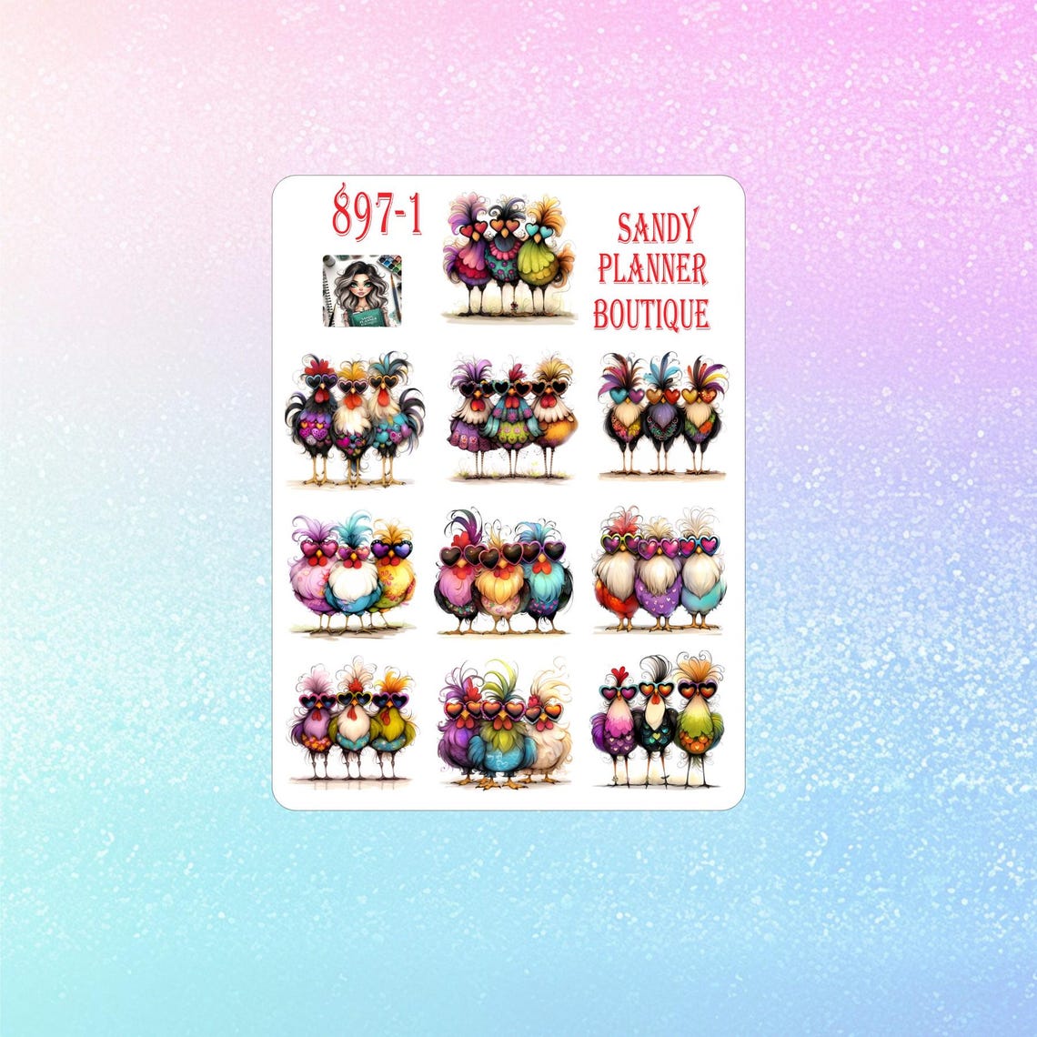 Whimsical Funny Chicken Planner Stickers: Journaling Stickers 897-1 to ...