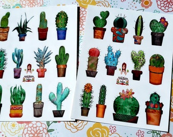 Cactus and Succulents planner girl stickers