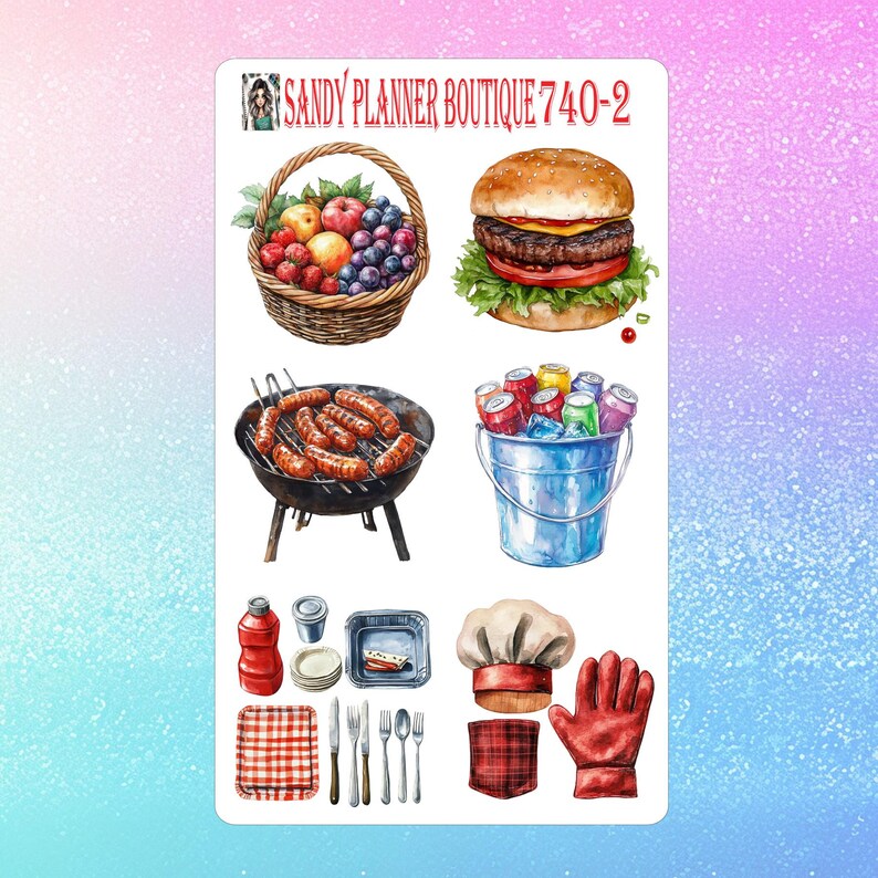Summer Day Barbecue Planner Sticker | Decorative Stickers 740-1 to 740 ...