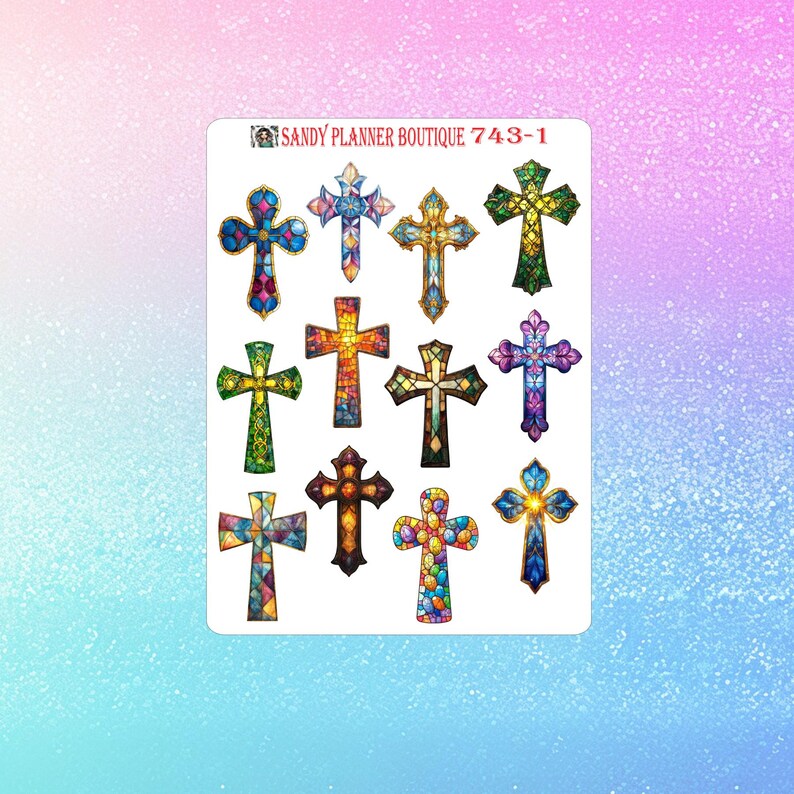 Floral Cross Stickers | Religious Planner Stickers 743-1 to 743-4 - Etsy