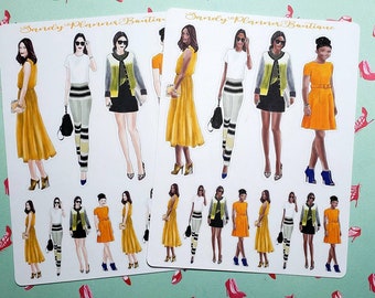 Planner Girl Stickers   Girls Dressed in Yellow