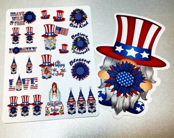 Gnome Sticker   Planner Girl Sticker   Planner Sticker   July 4th Sticker