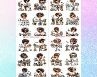 Whimsical Stickers Crafting Day Fun Planner Girl Sticker: Journaling Stickers 1047-1 to 1047-4