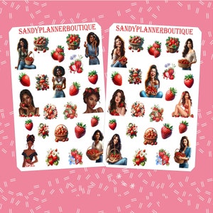 Strawberry Planner Stickers: Waterproof Scrapbooking Stickers