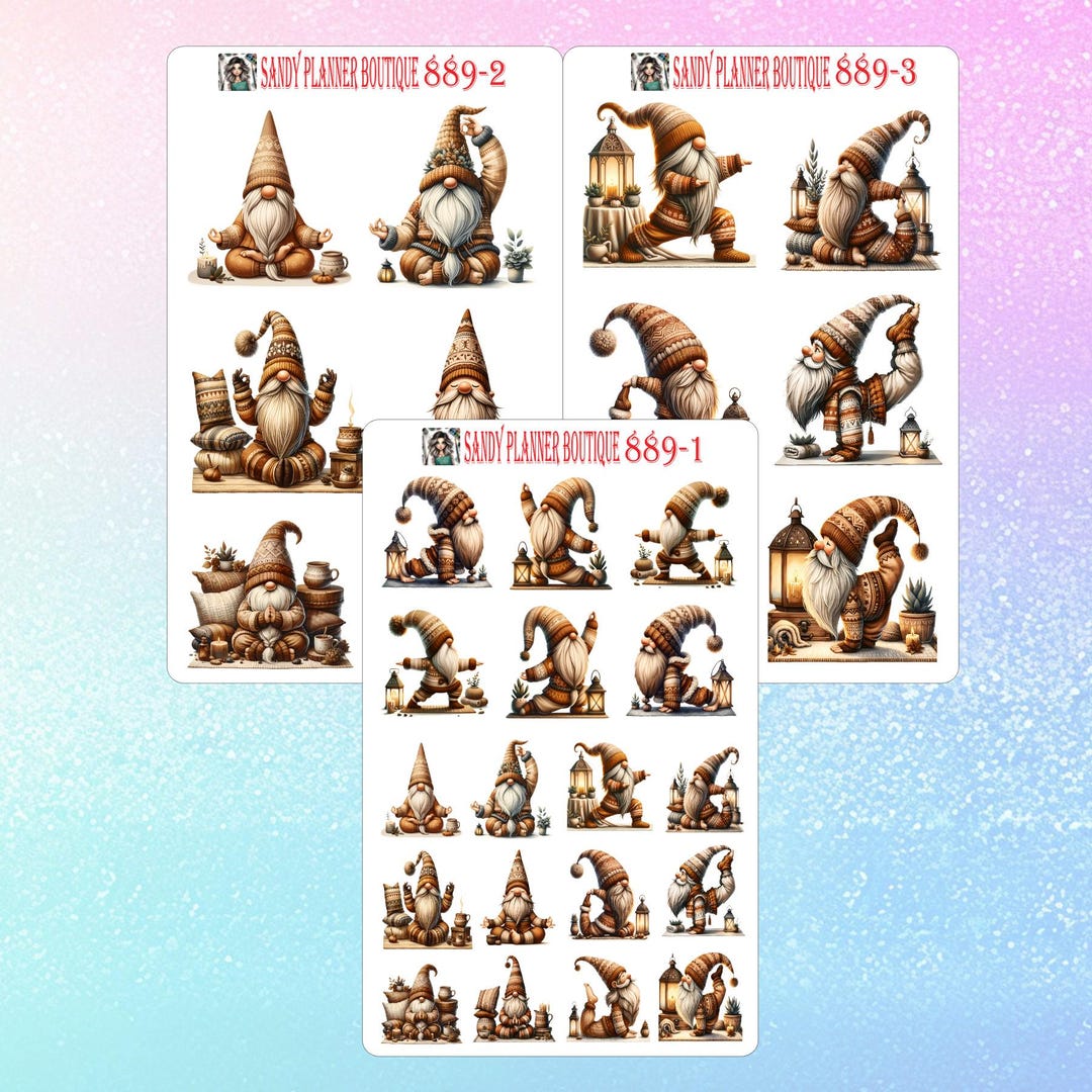 Gnome Stickers Yoga Gnomes Planner Girl Sticker: Journaling Stickers ...