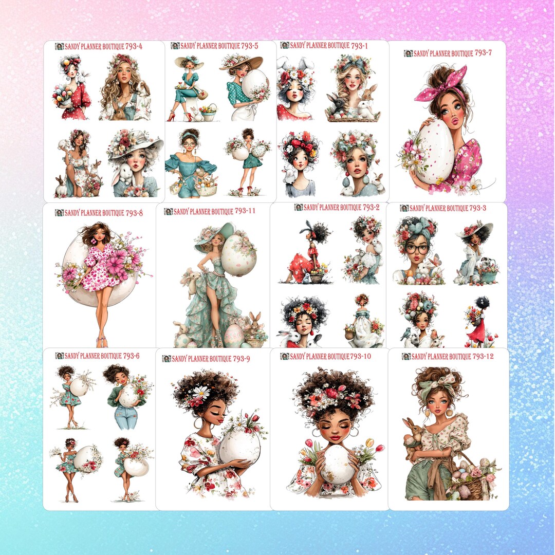 Easter Spring Girls Planner Stickers: Journaling Stickers 793-1 to 793 ...
