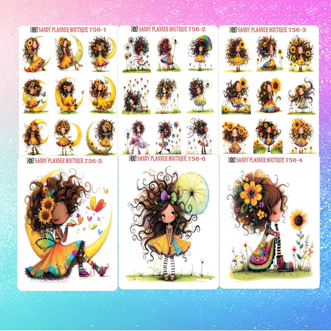Springtime Flower Girls Planner Stickers: Journaling Stickers 756-1 to ...