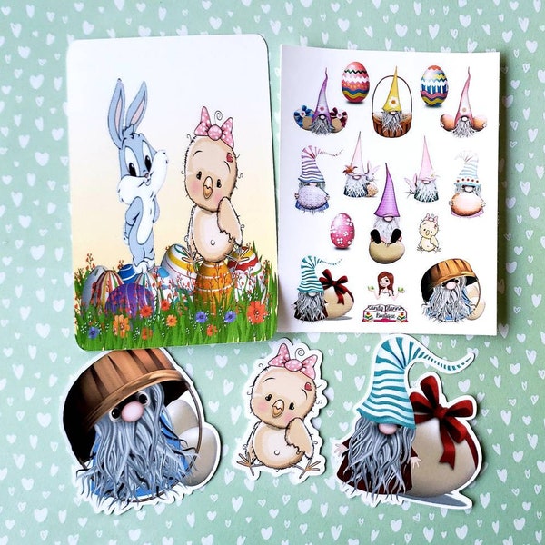 Easter Gnome and chick gnome stickersgnome die cuts