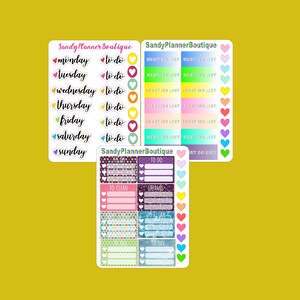 Days of the Week Planner Stickers: Functional Waterproof Stickers
