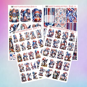 Sticker gnome 4 juillet Sticker Memorial Day Sticker planificateur Sticker décoratif Sticker fonctionnel agenda 238-1 238-2 238-3 238-4