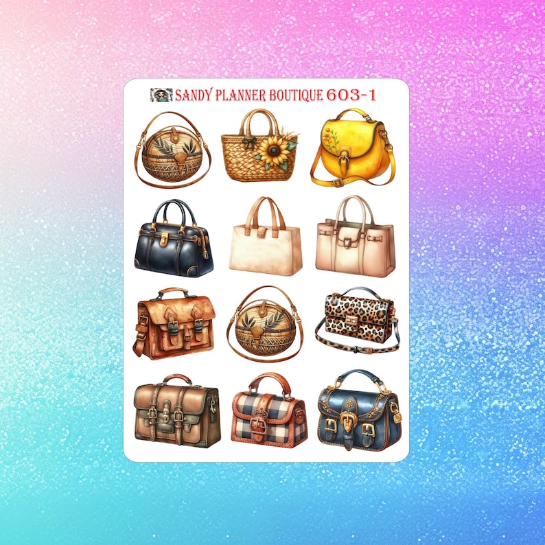 Ladies Handbags Planner Stickers Envelope Seals: Waterproof Decorative ...