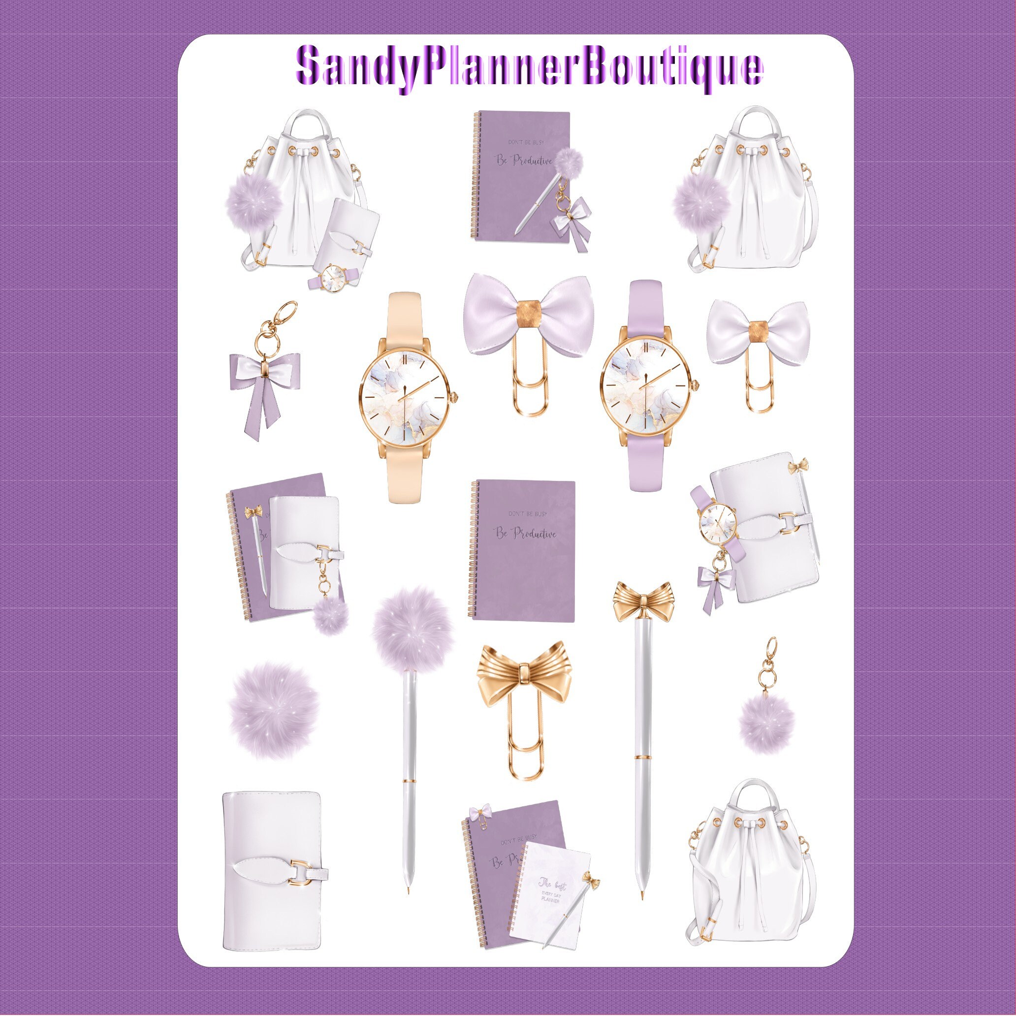 Purple Planner Girl Stickers: Scrapbook & Calendar Decals