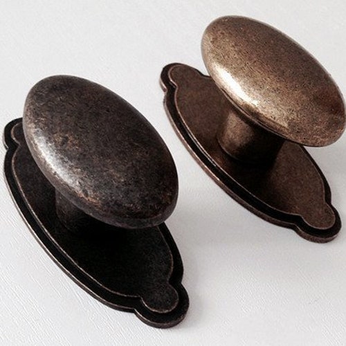 3 Drawer Pull Knobs Vintage Style Antique Oil Bronze Etsy