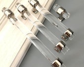 Clear Dresser Handles Cabinet Door Pulls Knob Acrylic Silver Chrome Dresser Drawer Pull Handles Knobs Crystal Look