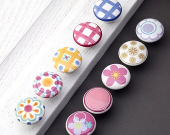 Colorful Ceramic Knobs Kids Childrens Drawer Knobs / Ceramic Knob Kitchen Cabinet Knobs Handle Pulls / Dresser Drawer Knob Pull Handles