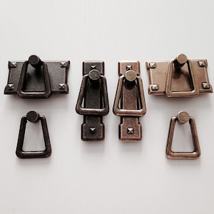 Vintage Style Drawer Pull Handles Dresser Cabinet Pulls Antique Bronze Ring Square Rectangular Door Pulls Furniture Hardware