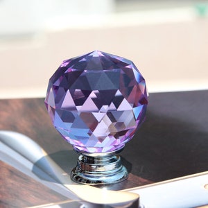 Purple Knob Glass Crystal Dresser Knobs Drawer Knobs Pulls Handles / Pink Blue Black Amber Sparkly Cabinet Knobs Bling Door Knobs Decorative