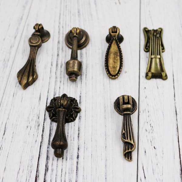 Vintage Style Drop Ring Dresser Knobs Pulls Drawer Knob Pull Handles Knobs Pulls Antique Bronze Cabinet Door Handle Pull Knobs Hardware