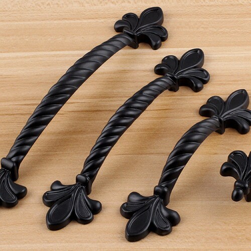 Fleur De Lis Dresser Knobs Drawer Pulls Handles Knobs Black Etsy