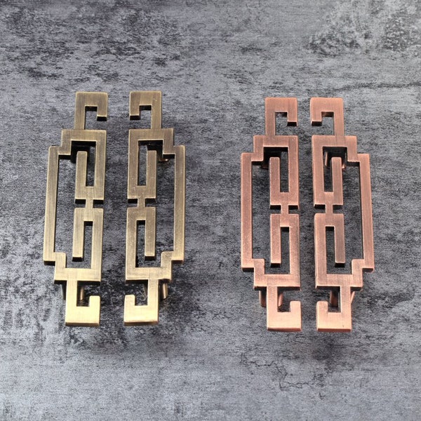 Pair of Symmetry Drawer Pulls Vintage Style Cabinet Door Handles Pull Antique Bronze Copper / Chinese Style Dresser Pulls Handle