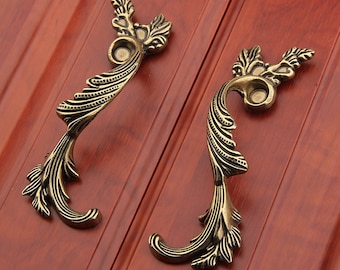 Pair Of Cabinet Door Handles Antique Brass Dresser Pulls Drawer Pull Handles Shabby Chic Furniture Cupboard Pull Handle Hardware