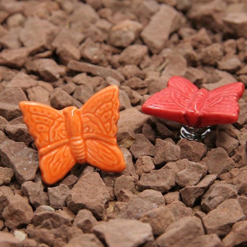 Ceramic Butterfly Drawer Knobs Dresser Knob Kids Kitchen Etsy