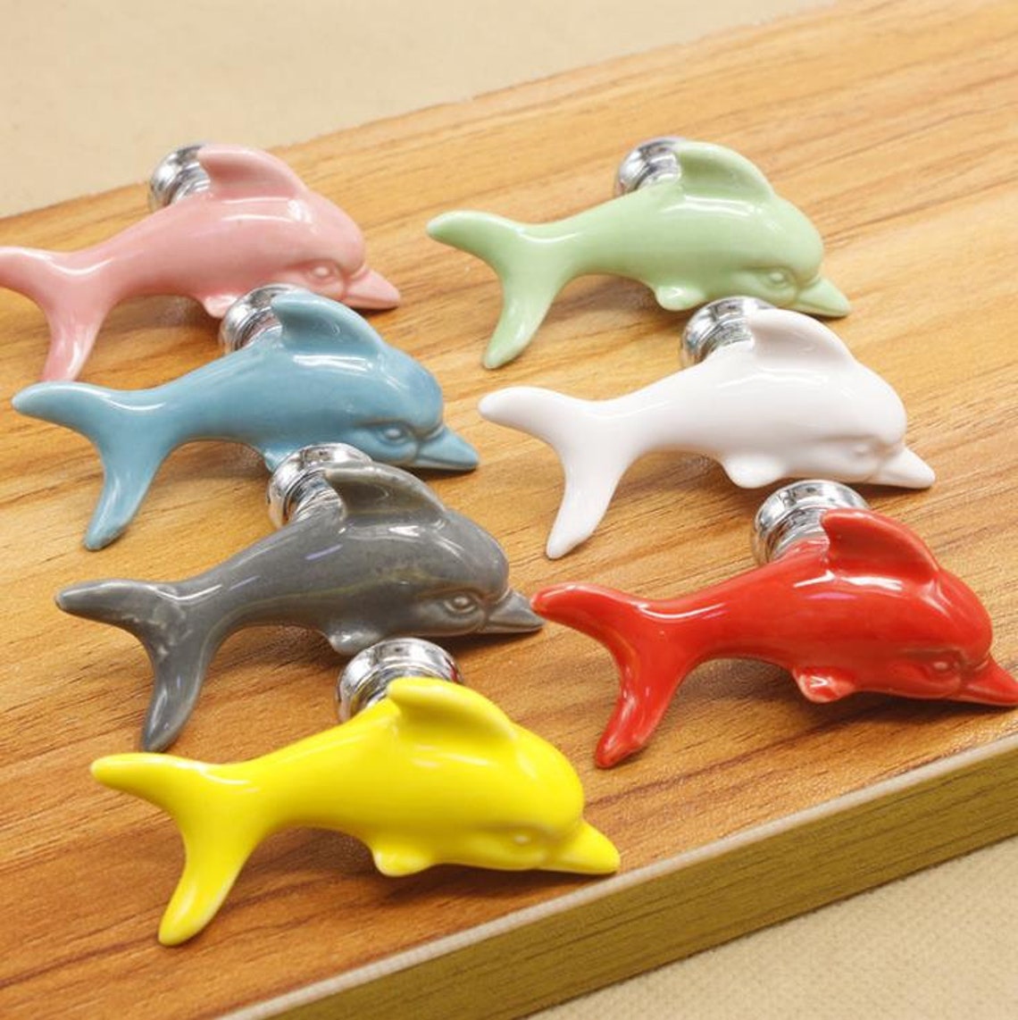 Ceramic Knob Dolphin Drawer Knob Colorful Knobs / Children Etsy