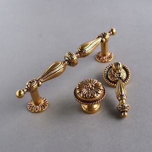 2.5 3.75 Dresser Pulls Knobs Drawer Knob Pull Handles Antique Gold Brass Cabinet Handles Pulls Knobs Door Handle Cupboard Vintage 64 96 mm image 4