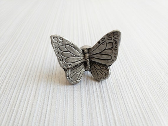 Butterfly Knobs Dresser Knobs Drawer Knobs Pewter Etsy