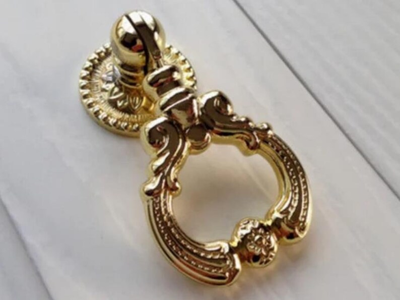 Gold Drop Ring Drawer Knob Pulls Dresser Knobs Pull Handles Kitchen Cabinet Pulls Handle Cupboard Vintage Gold Furniture Door Hardware