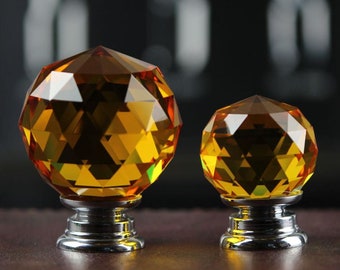 Amber Knob Glass Crystal Dresser Knobs Drawer Knobs Pulls Handles / Amber Sparkly Cabinet Knobs Bling Door Knobs Decorative
