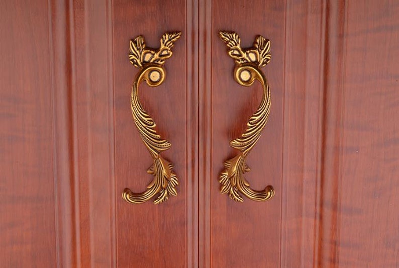 3.75 5Pair of Cabinet Handles Pulls Antique Gold Brass Dresser Pulls Drawer Pull Handles Retro Furniture Handle Pull Hardware 96 128 MM