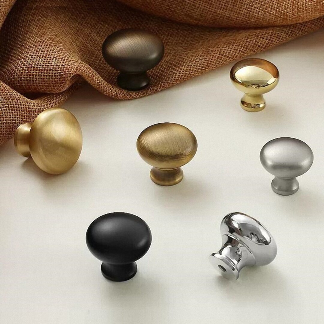 Solid Brass Drawer Round Knobs Kitchen Cabinet Knobs Dresser Wardrobe ...