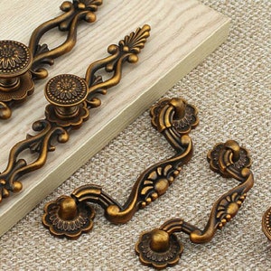 3" 3.75" 5" 6.3" Dresser Knobs Pulls Drawer Knob Pull Handles Antique Brass Kitchen Cabinet Handles Knobs Door Handle 76 96 128 160 mm