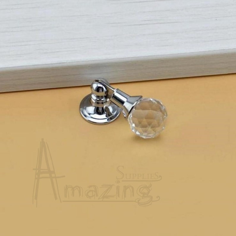 Drop Dresser Drawer Knobs Crystal Ball Cone Pulls Handles Sparkly Cabinet Knob Pull Handle Silver Clear Metal Modern Furniture Hardware