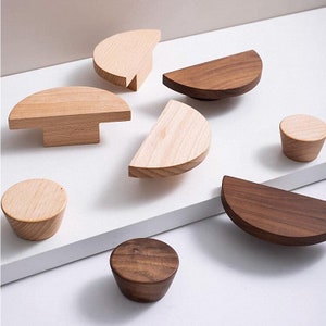 Solid Wood Kitchen Knobs Pulls Children's Room Handles Semicircle Pulls Knobs Dresser Drawer Pulls Knobs Cabinet Handles Knobs Furniture