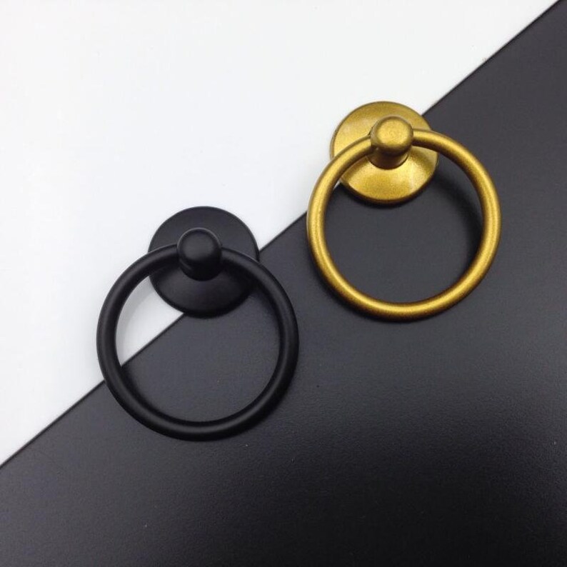 Drop Ring Drawer Pulls Antique Bronze Brass Gold Rustic Etsy