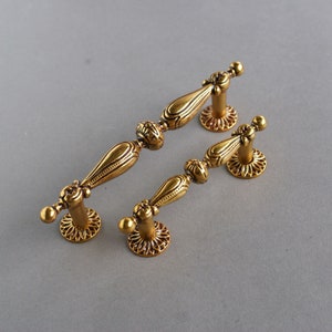 2.5 3.75 Dresser Pulls Knobs Drawer Knob Pull Handles Antique Gold Brass Cabinet Handles Pulls Knobs Door Handle Cupboard Vintage 64 96 mm image 2